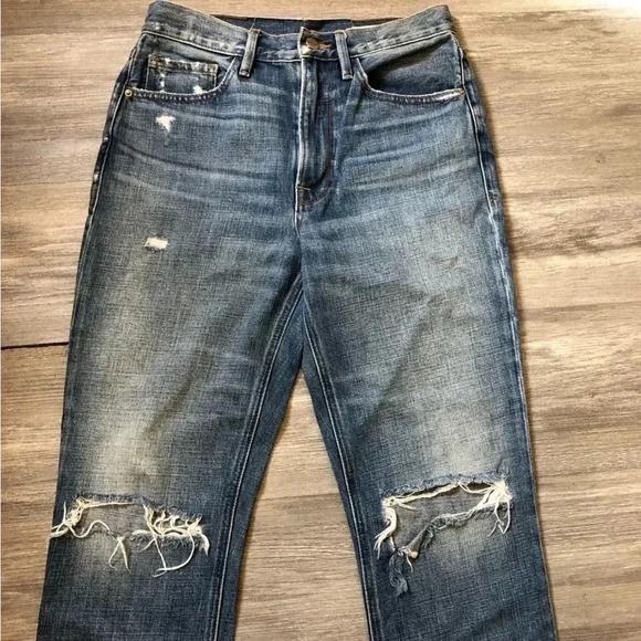 FRAME Women’s Jeans 24 Heritage Le Piper Straight Crop‎ Raw Hem Distressed Boho - Picture 3 of 9